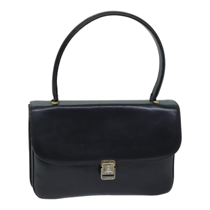 celine hand bag leather navy auth 76089 0211