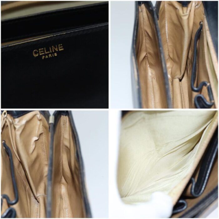 celine hand bag leather navy auth 76089 4139