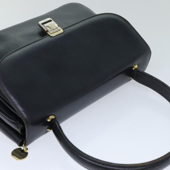 celine hand bag leather navy auth 76089 9724