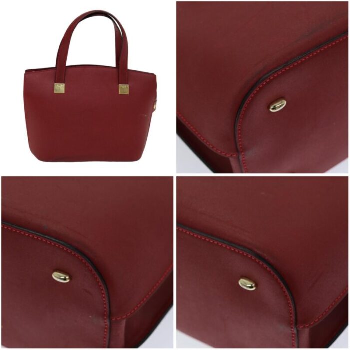 celine hand bag leather red auth 76090 5602