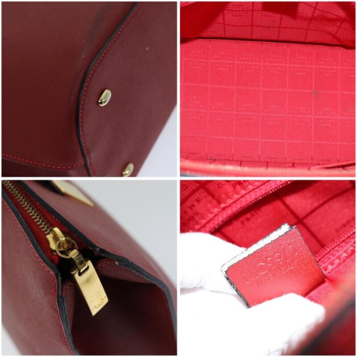 celine hand bag leather red auth 76090 7095