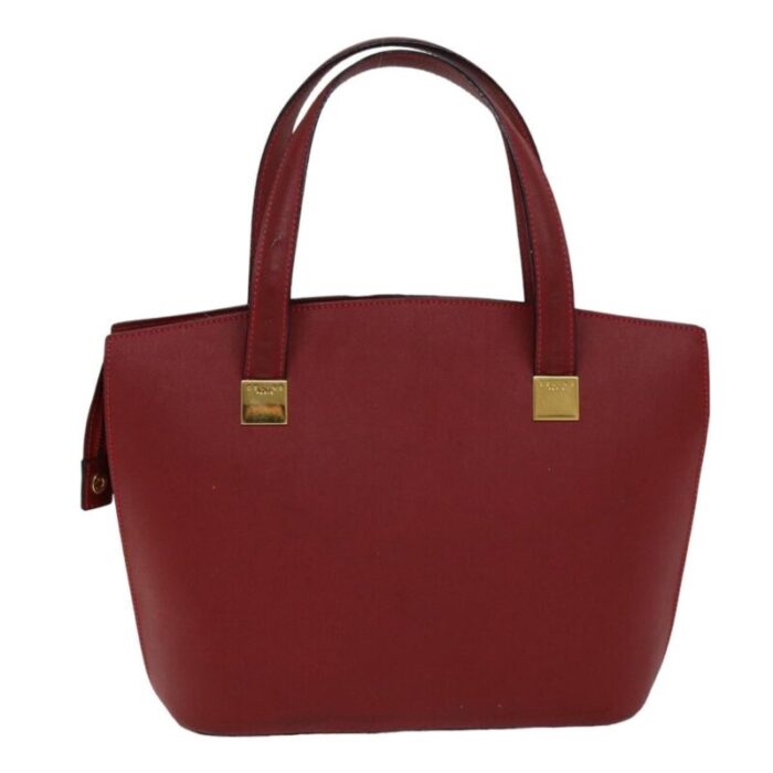 celine hand bag leather red auth 76090 7971