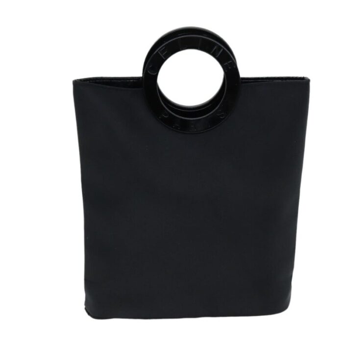 celine hand bag nylon black auth 76082 6838