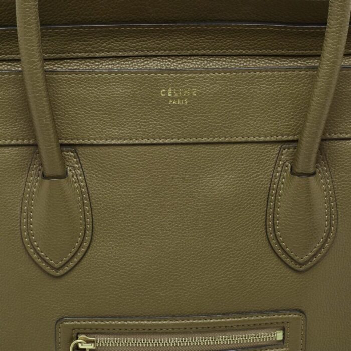 celine olive green leather shoulder luggage tote 2060