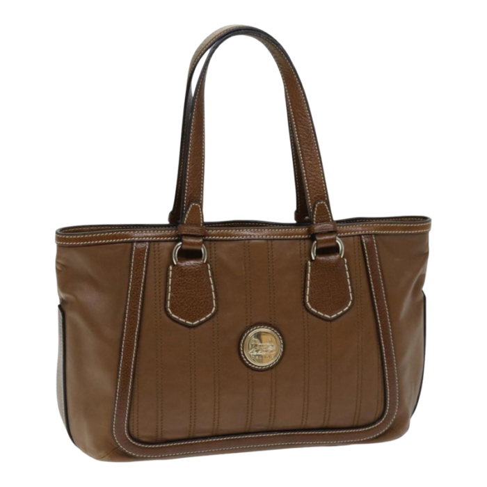 celine tote bag leather brown auth ep4230 3590