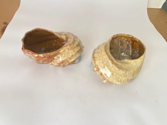 ceramic shell vide poche from vallauris france 1970s set of 2 5