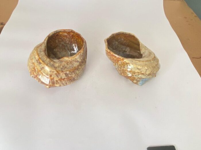 ceramic shell vide poche from vallauris france 1970s set of 2 7