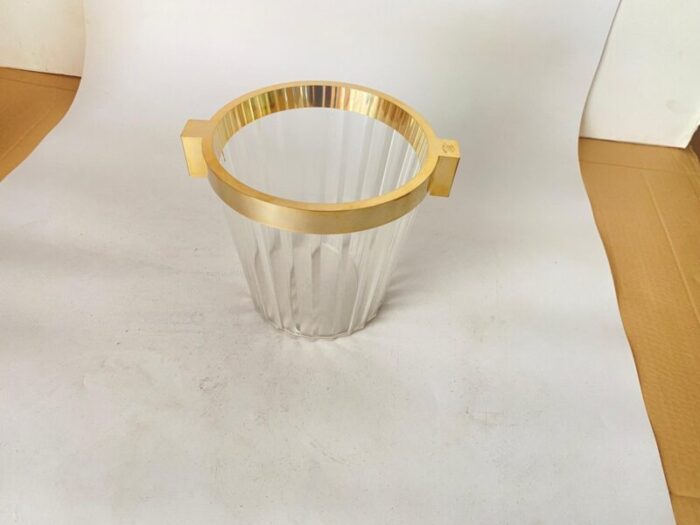 champagne bucket in transparent plastic and brass france 20th century 4