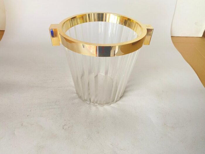 champagne bucket in transparent plastic and brass france 20th century 5