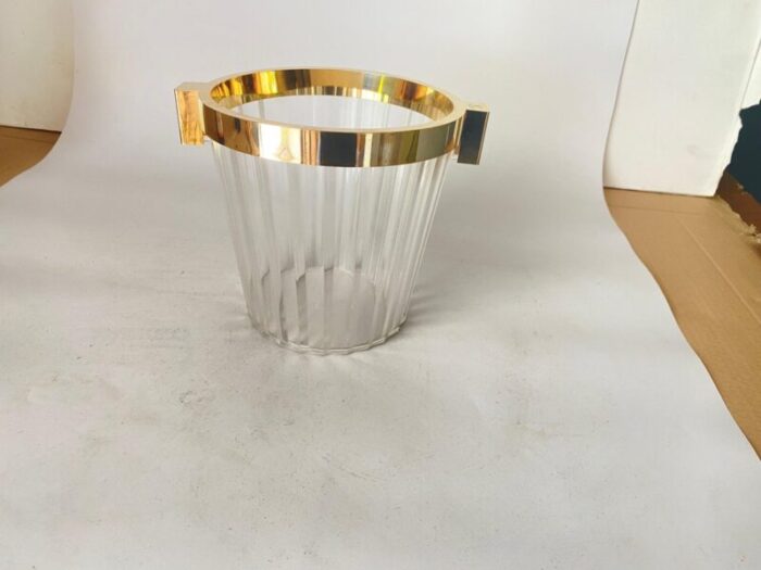 champagne bucket in transparent plastic and brass france 20th century 6