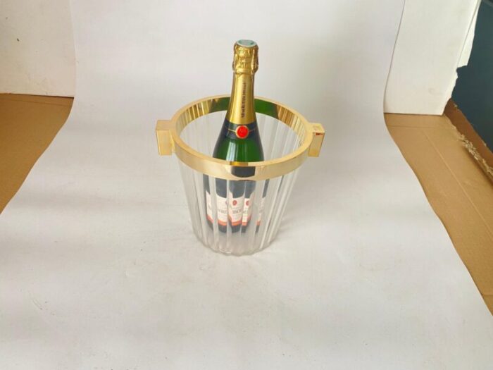 champagne bucket in transparent plastic and brass france 20th century 7