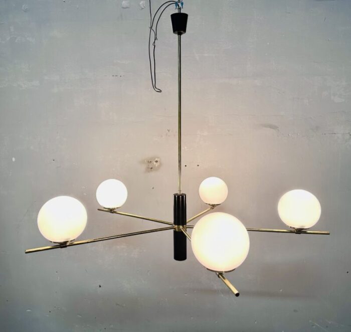 chandelier with white opal spheres 1960s 1369