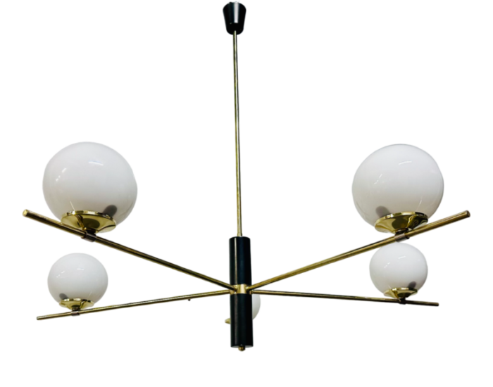 chandelier with white opal spheres 1960s 6976