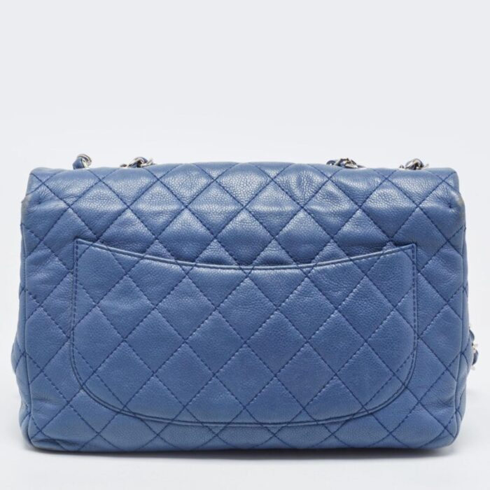 chanel blue quilted caviar leather jumbo classic single flap bag 0186