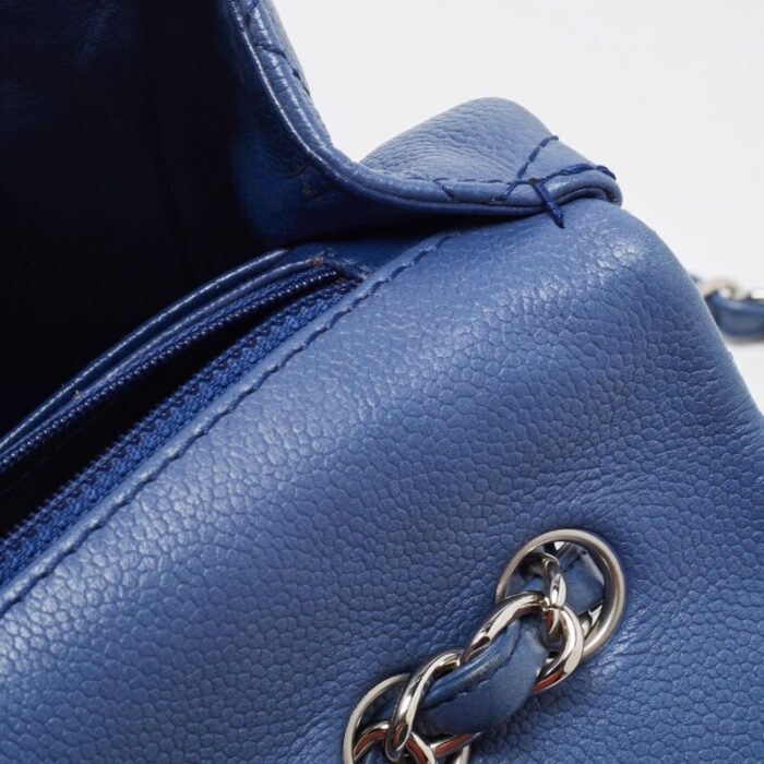 chanel blue quilted caviar leather jumbo classic single flap bag 2872