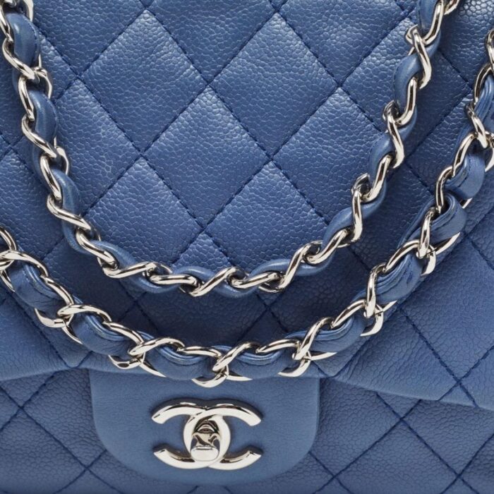 chanel blue quilted caviar leather jumbo classic single flap bag 3139