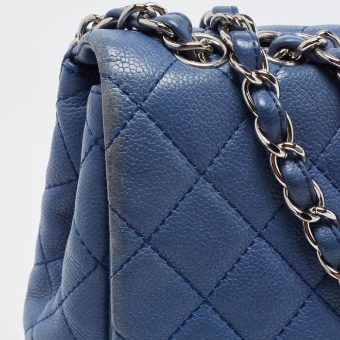 chanel blue quilted caviar leather jumbo classic single flap bag 3385