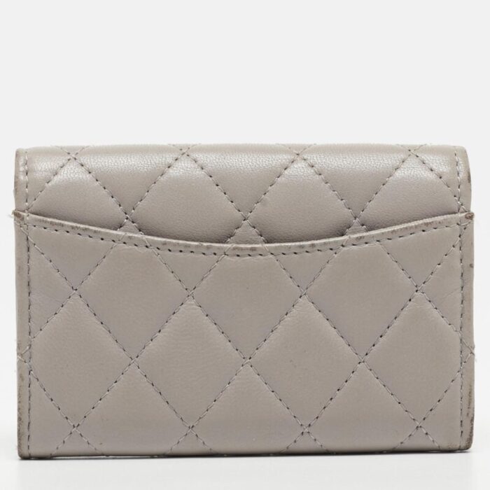 chanel grey quilted leather flap card holder 3688