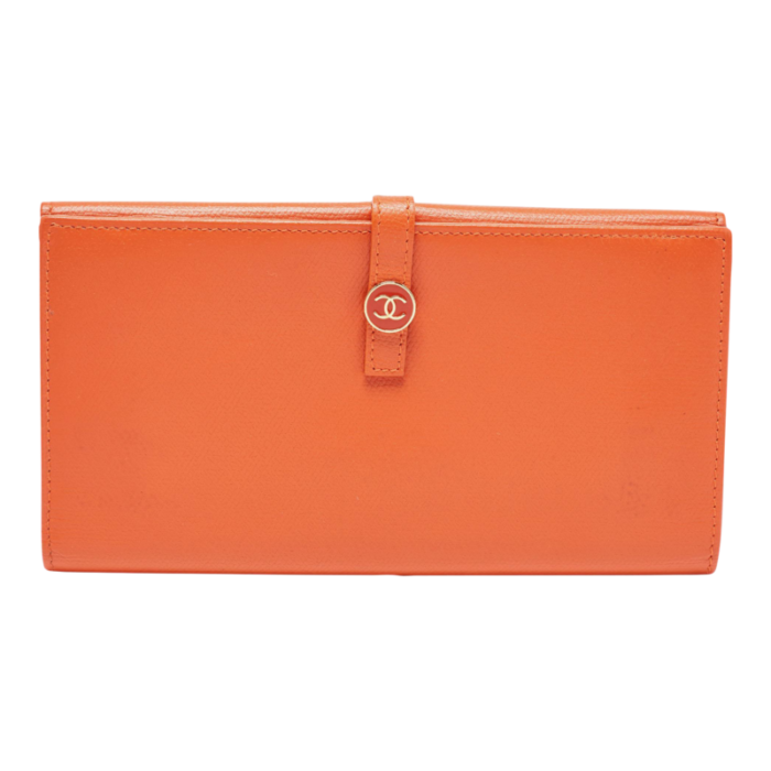 chanel orange leather cc flap continental wallet 0948