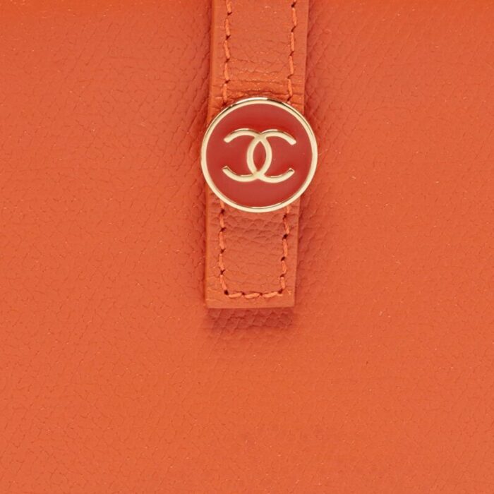 chanel orange leather cc flap continental wallet 5619