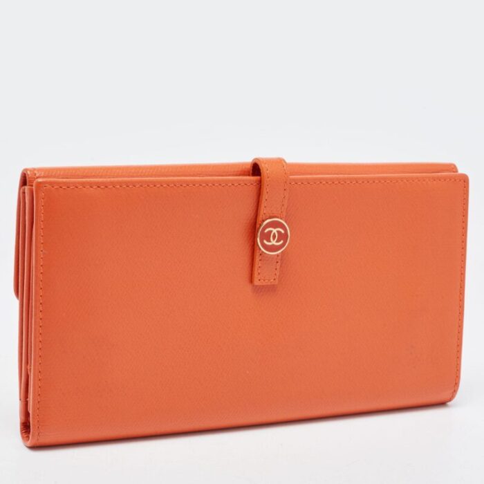 chanel orange leather cc flap continental wallet 6553