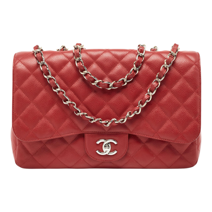 chanel red quilted caviar leather jumbo classic single flap bag 0119