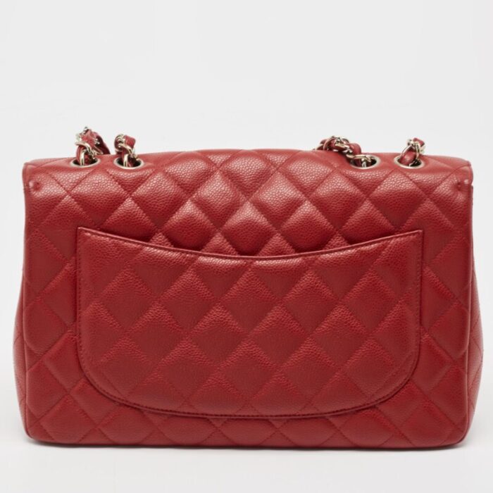 chanel red quilted caviar leather jumbo classic single flap bag 2520