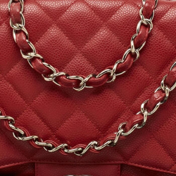 chanel red quilted caviar leather jumbo classic single flap bag 2830