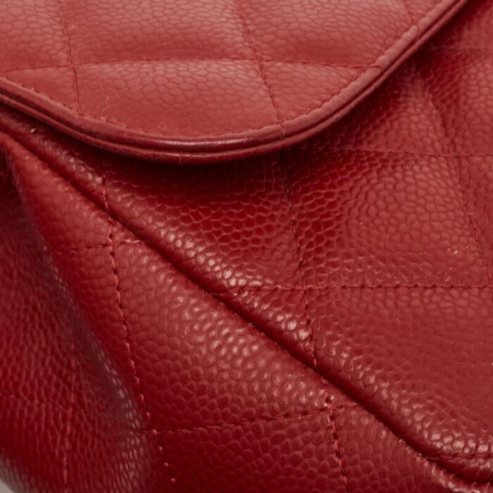 chanel red quilted caviar leather jumbo classic single flap bag 6634