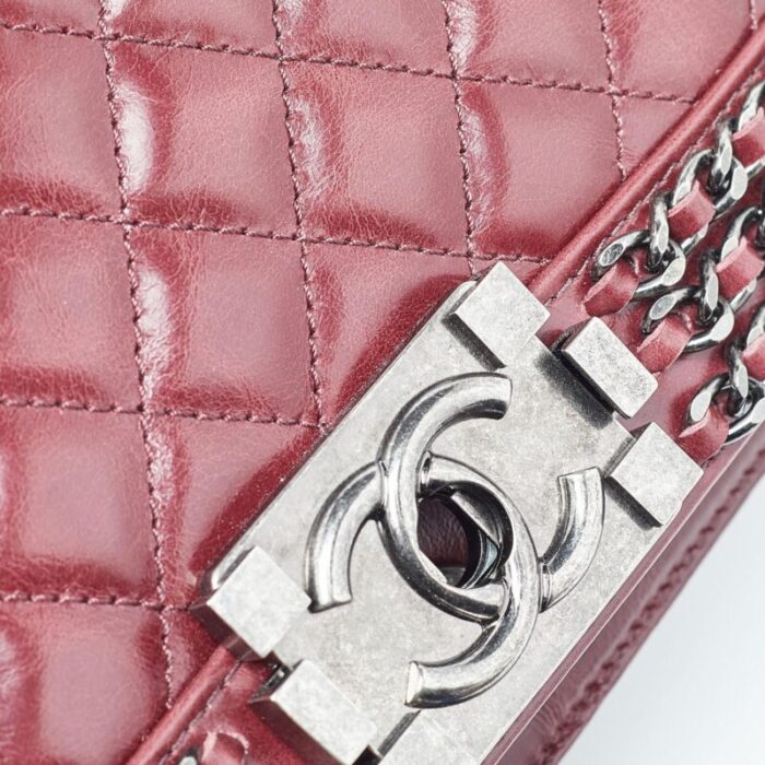 chanel red quilted leather medium interlaced chained boy flap bag 3819