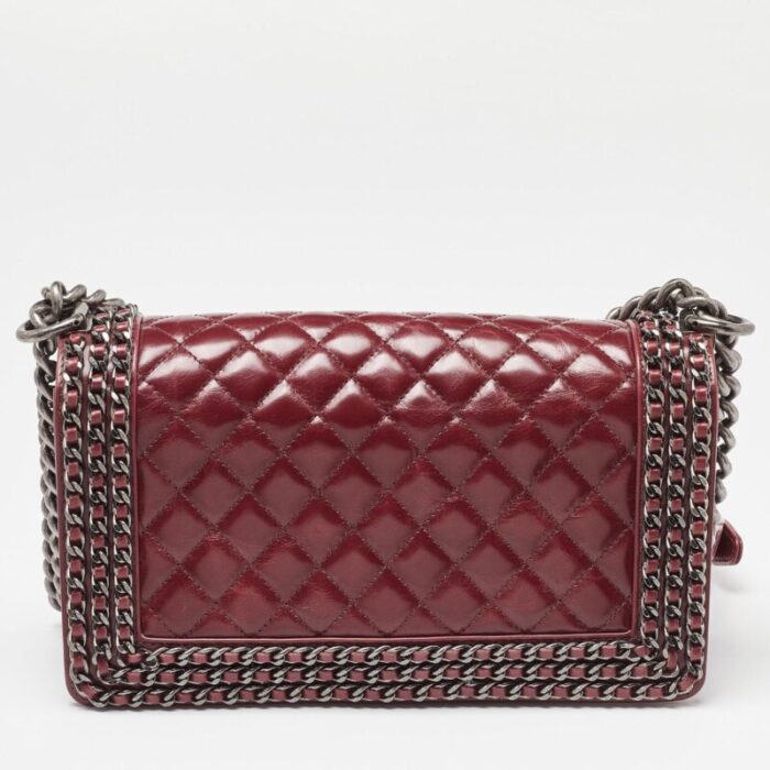 chanel red quilted leather medium interlaced chained boy flap bag 5954