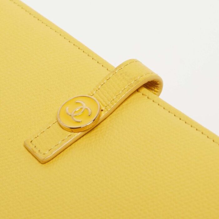 chanel yellow leather cc flap french continental wallet 2689