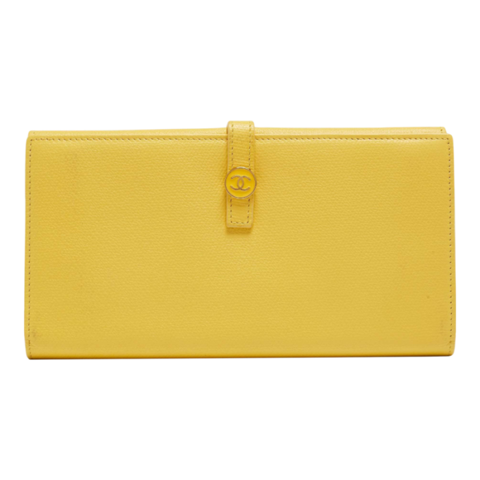 chanel yellow leather cc flap french continental wallet 2787