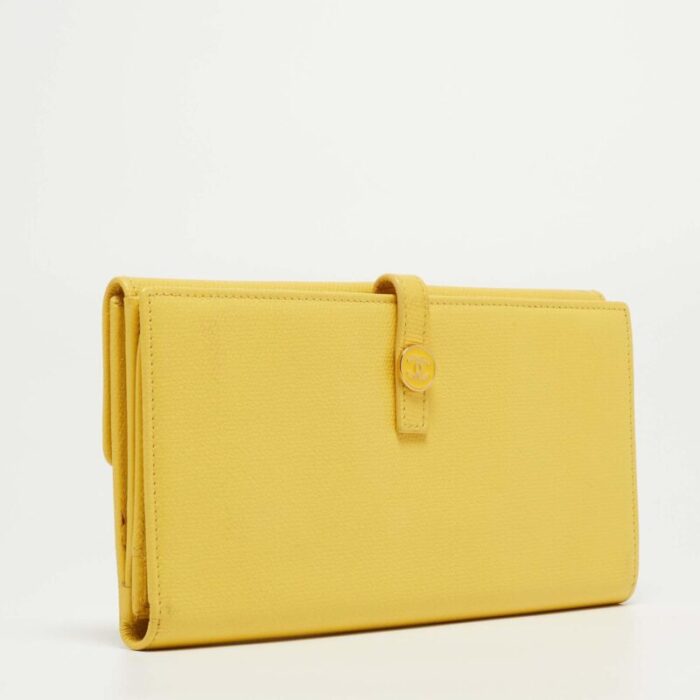 chanel yellow leather cc flap french continental wallet 3933