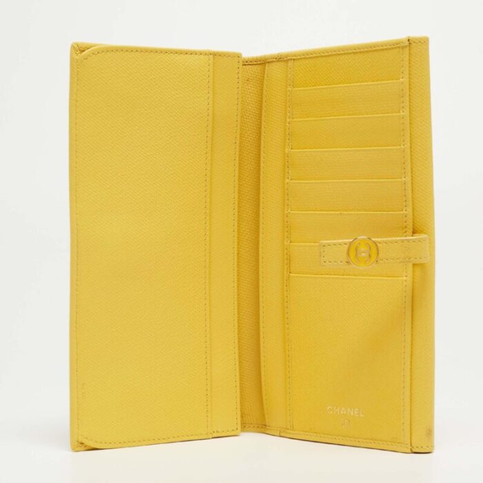 chanel yellow leather cc flap french continental wallet 7116