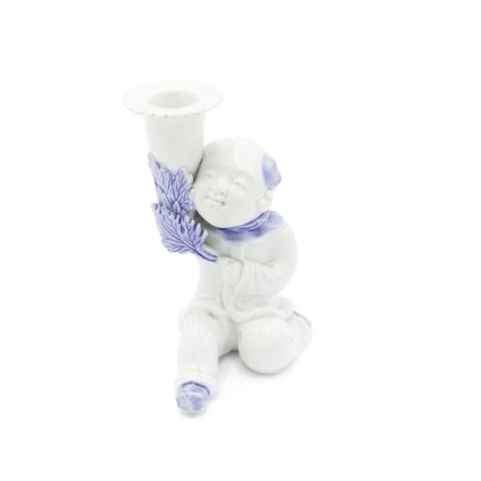 chinese blue and white porcelain figural candlesticks a pair 0230