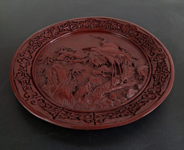 chinese cinnabar cranes plate 5954