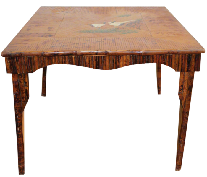 chinoiserie bamboo rattan card table 1890s 0973