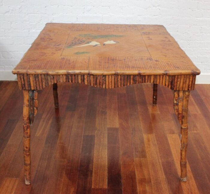 chinoiserie bamboo rattan card table 1890s 1503