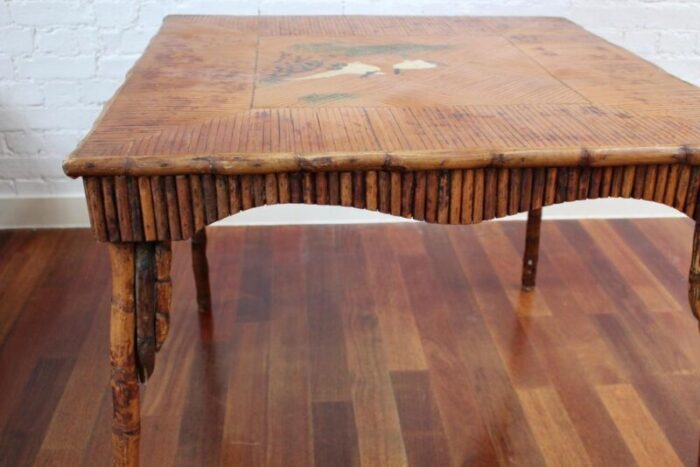 chinoiserie bamboo rattan card table 1890s 2938