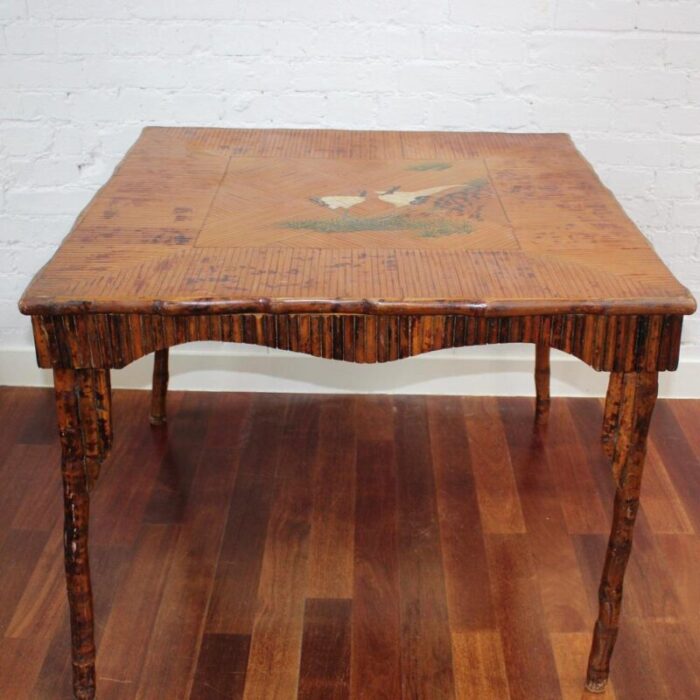 chinoiserie bamboo rattan card table 1890s 3914