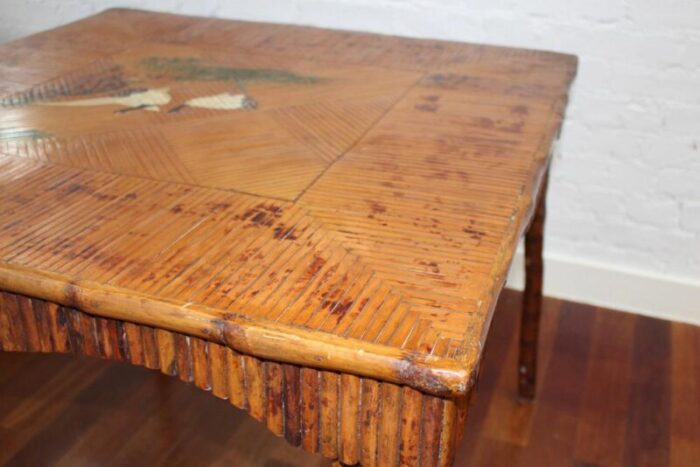 chinoiserie bamboo rattan card table 1890s 5633