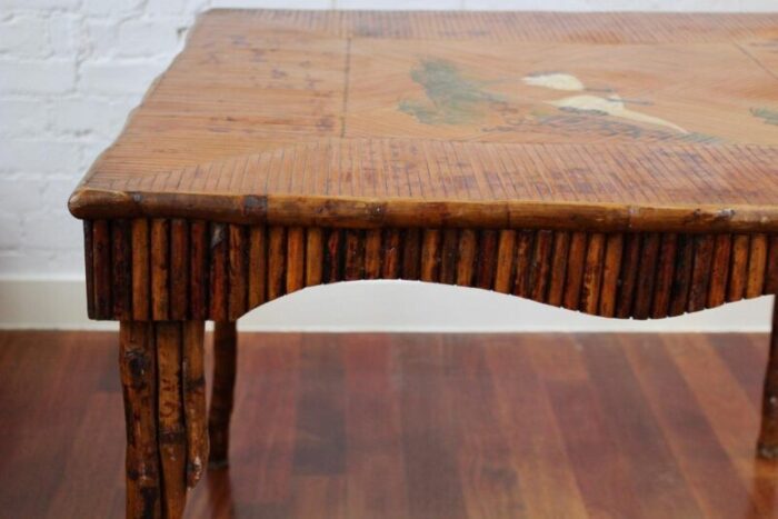 chinoiserie bamboo rattan card table 1890s 9288