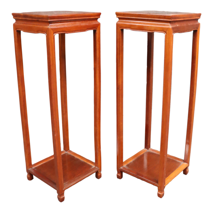 chinoiserie mahogany plant standspair 9984