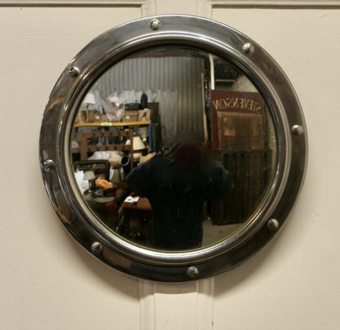 chrome convex wall mirror 1960s 1