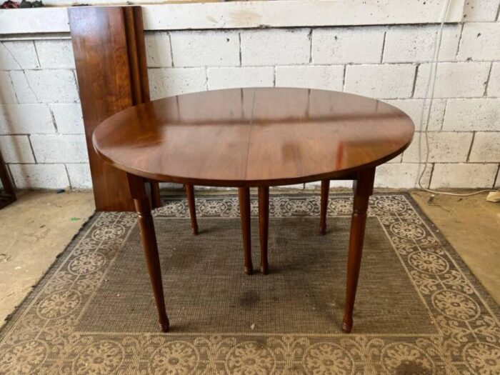 clore furniture handcrafted solid walnut round oval dining table with 3 leaves 0297