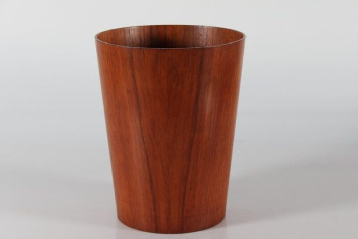 conical wastepaper basket in teak veneer by martin aberg for servex sweden 1960s 1