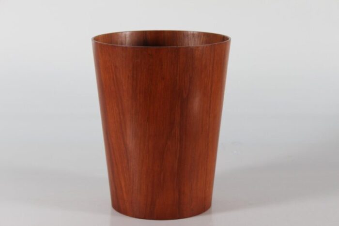 conical wastepaper basket in teak veneer by martin aberg for servex sweden 1960s 2