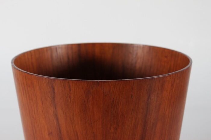 conical wastepaper basket in teak veneer by martin aberg for servex sweden 1960s 5