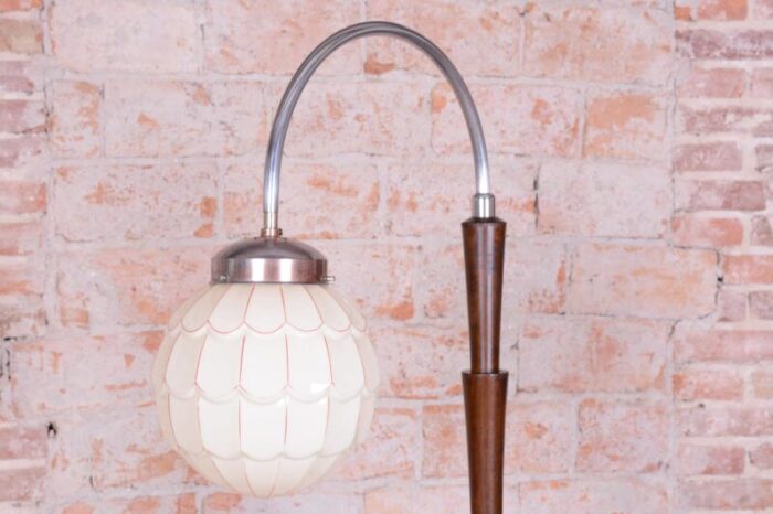 cubism floor lamp in beech and chrome 1920s 6365